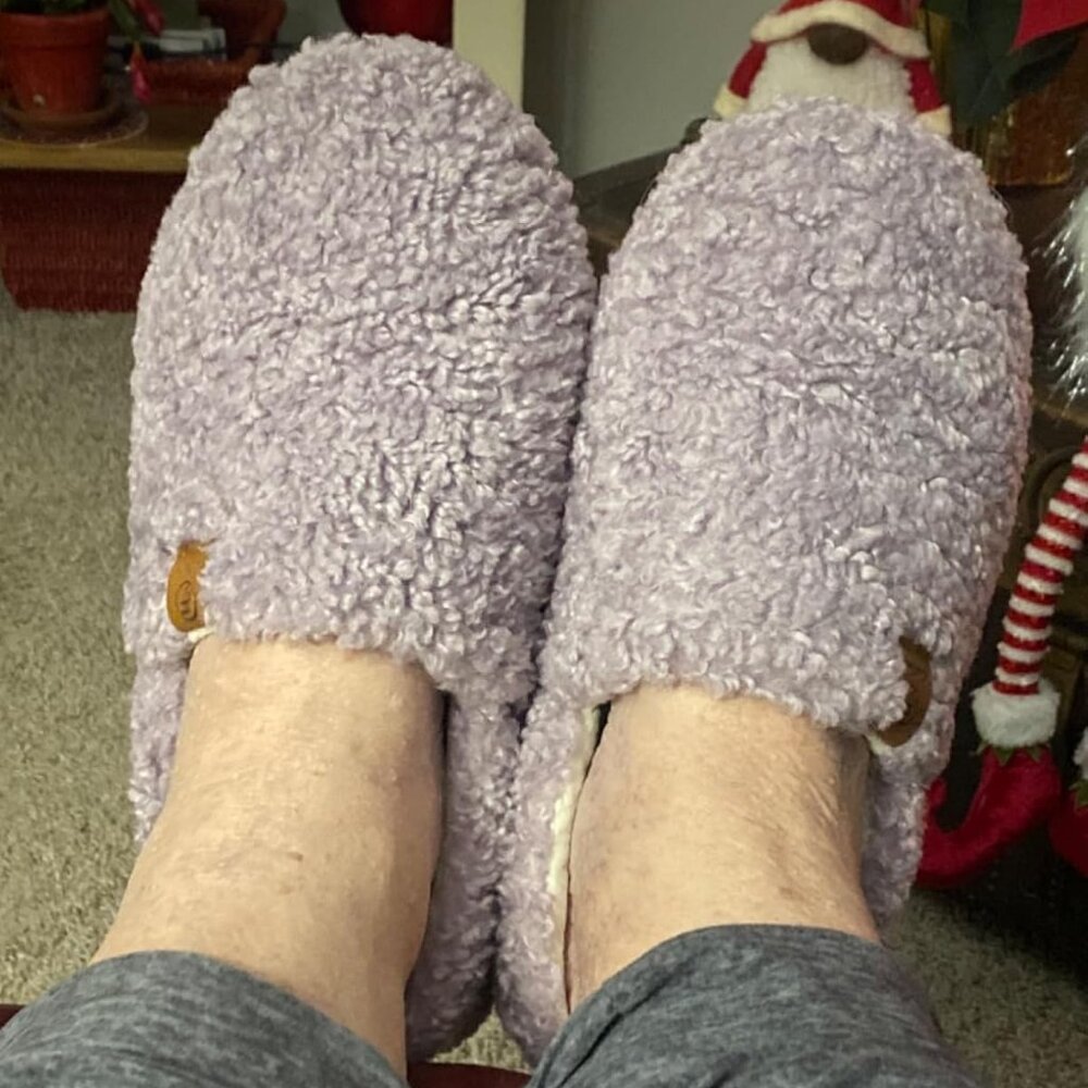 🆕EverFoam Women Purple Faux Shearling Memory Foam Lightweight House Cozy Shoes